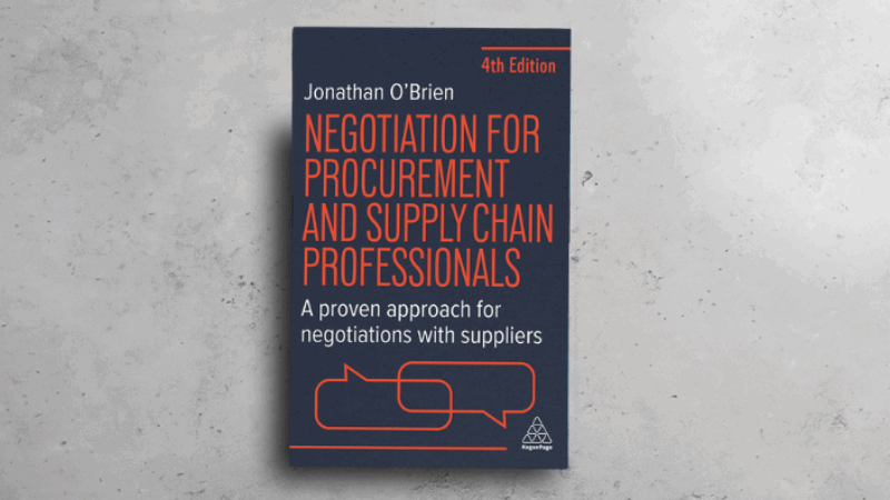 Negotiation for Procurement and Supply Chain Professionals book on a grey background.